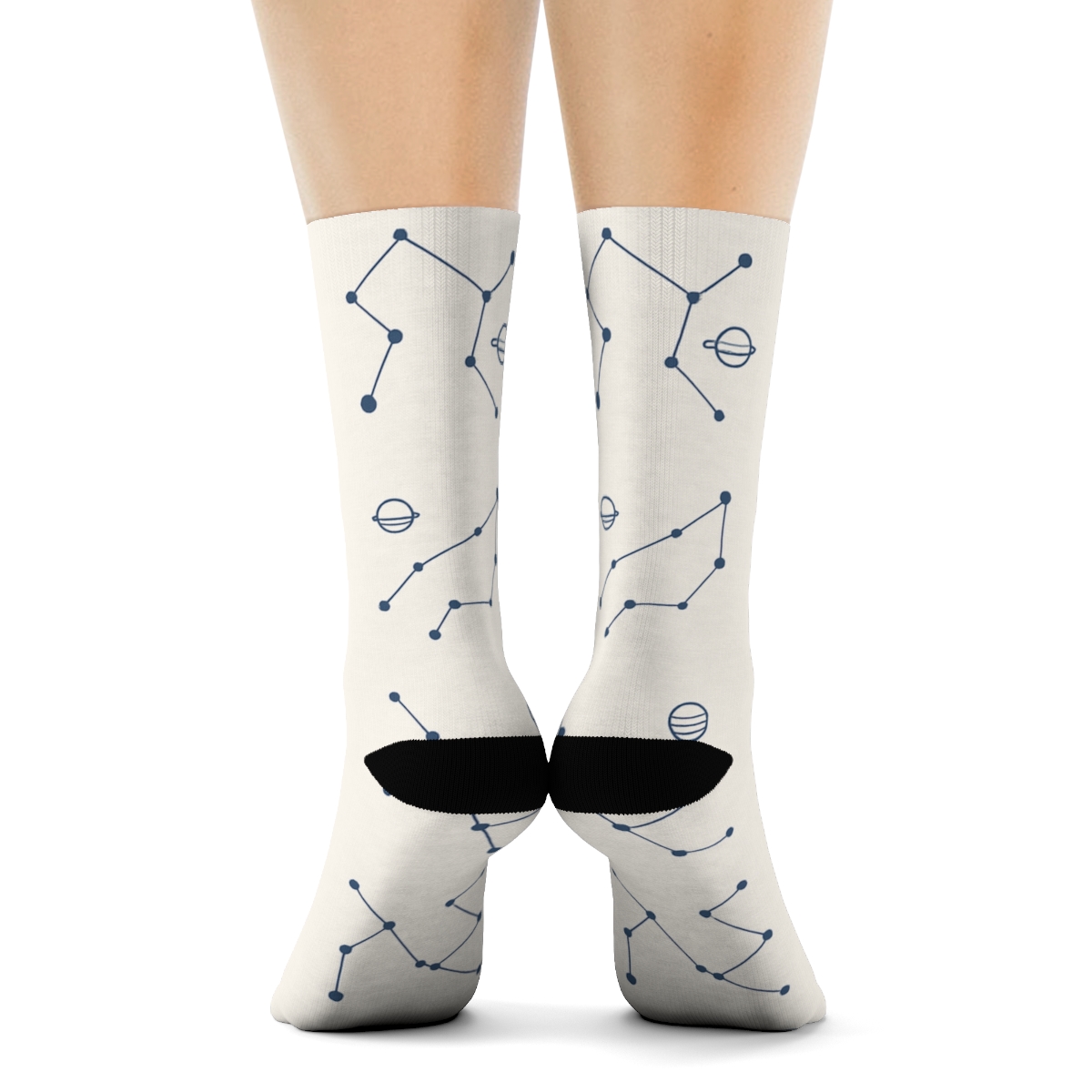 Minimalist Constellation Grid On Ivory unique graphic crew socks