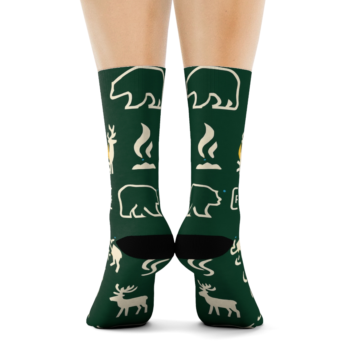 Forest Sign Grid Pattern Park Ranger unique graphic crew socks