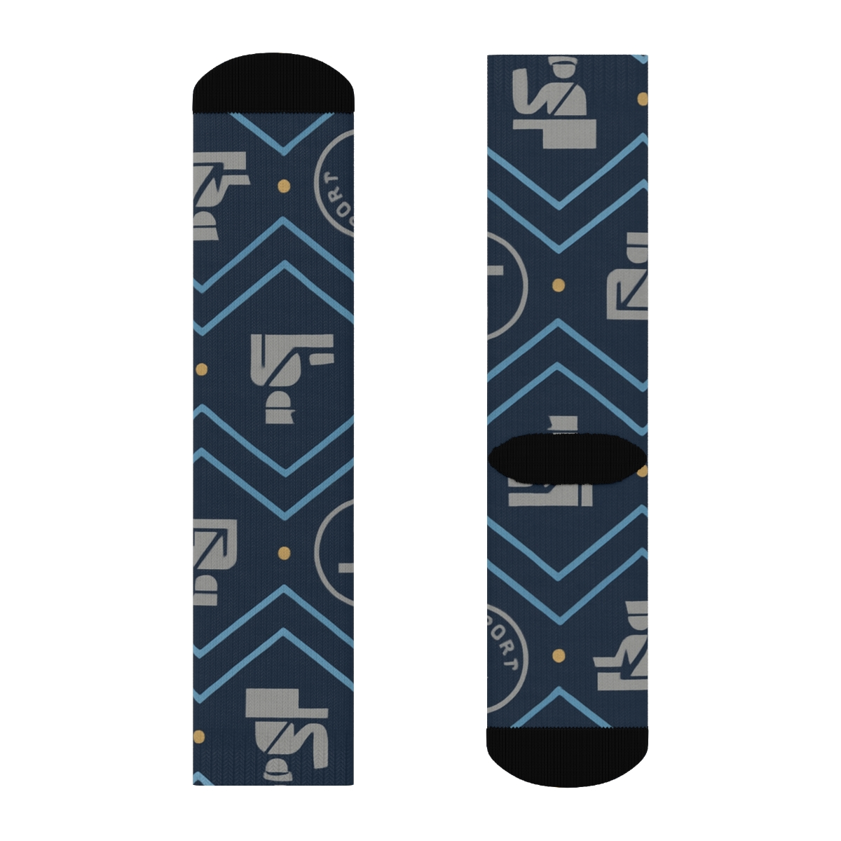 Passport Stamp Chevron With Customs Officer Details personalized crew socks