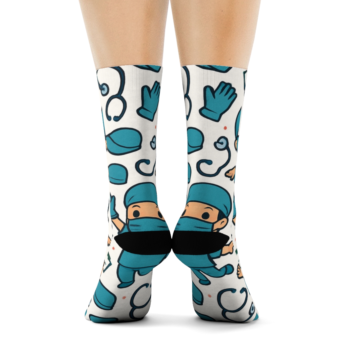 Operating Room Confetti With Surgeon Characters Pattern stylish athletic crew socks