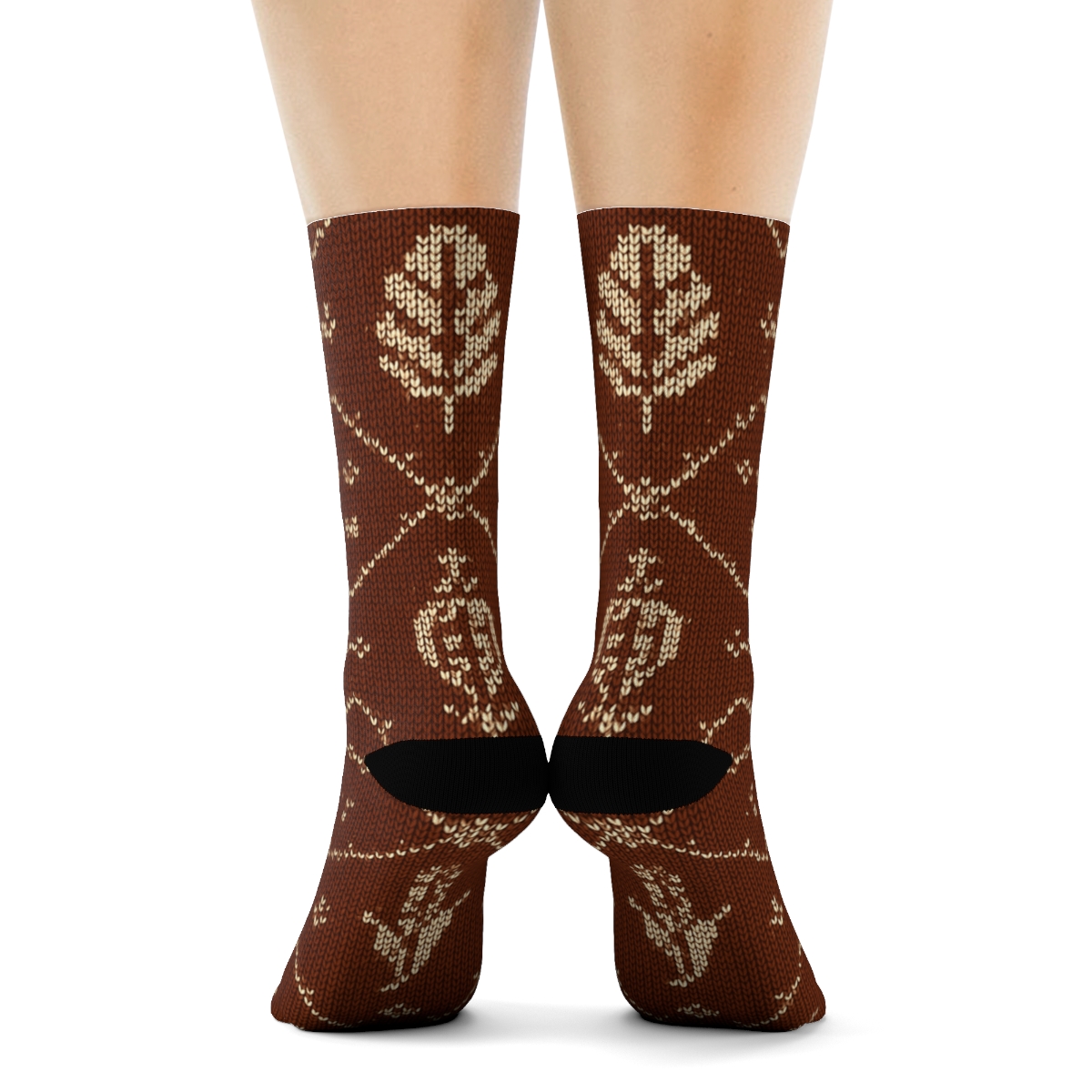 Knitted Turkey Feather Lattice stylish athletic crew socks