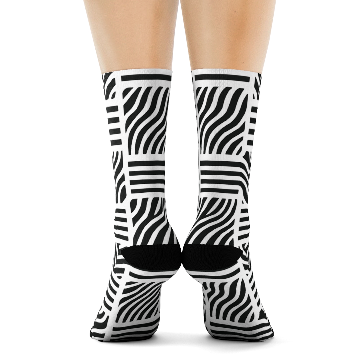 Teal Inlay Zebra Crossing Tessellation designer printed crew socks