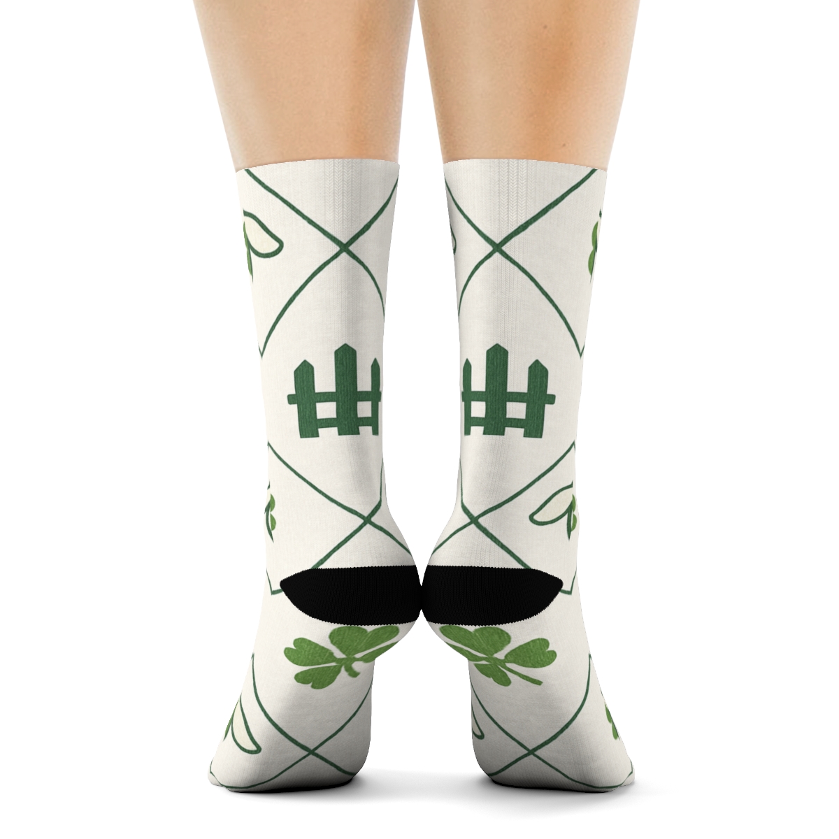 Clover Lattice With Sheep Motifs premium sports crew socks