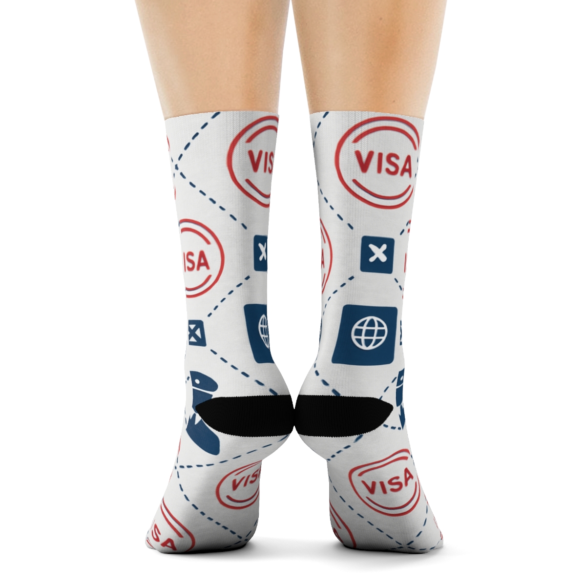 Visa Stamp Lattice With Immigration Officer Silhouette personalized crew socks