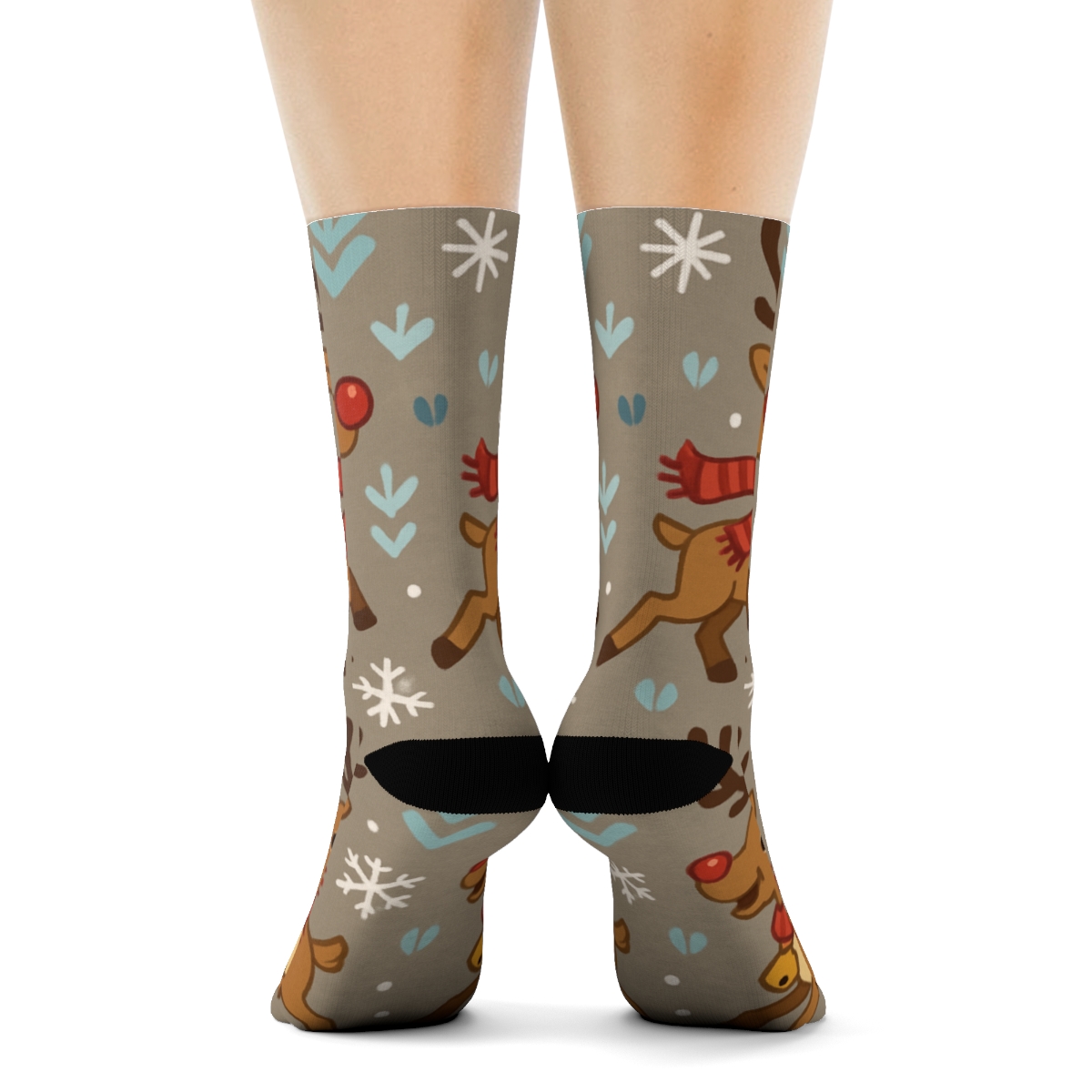 Playful Reindeer Tracks Scatter comfortable cotton crew socks