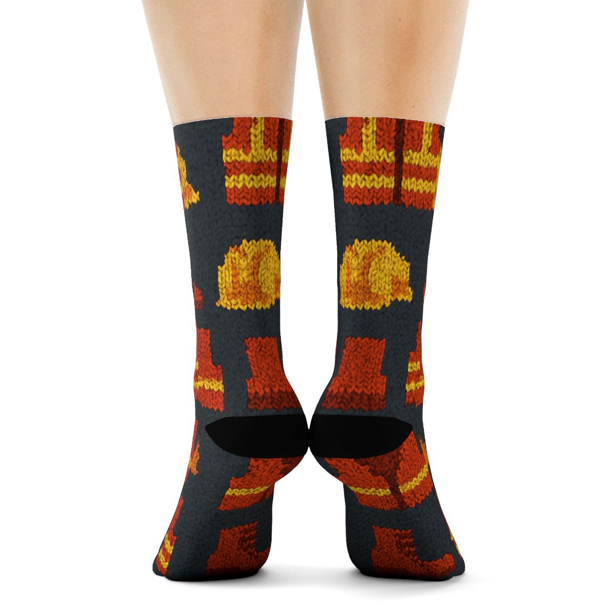 Construction Worker Knit Grid Night Shift personalized crew socks