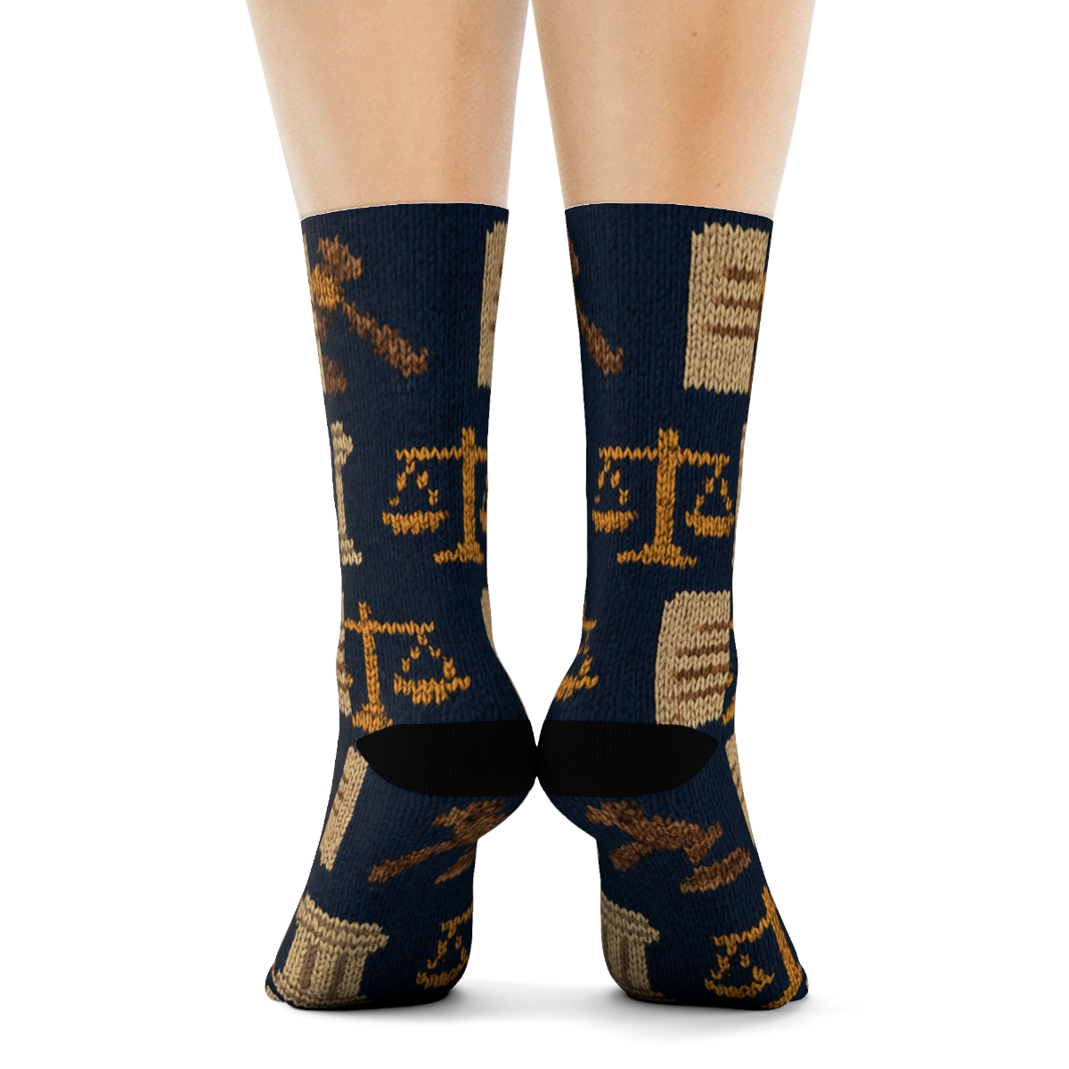 Lawyer Courtroom Knit Illusion Pattern trendy patterned crew socks