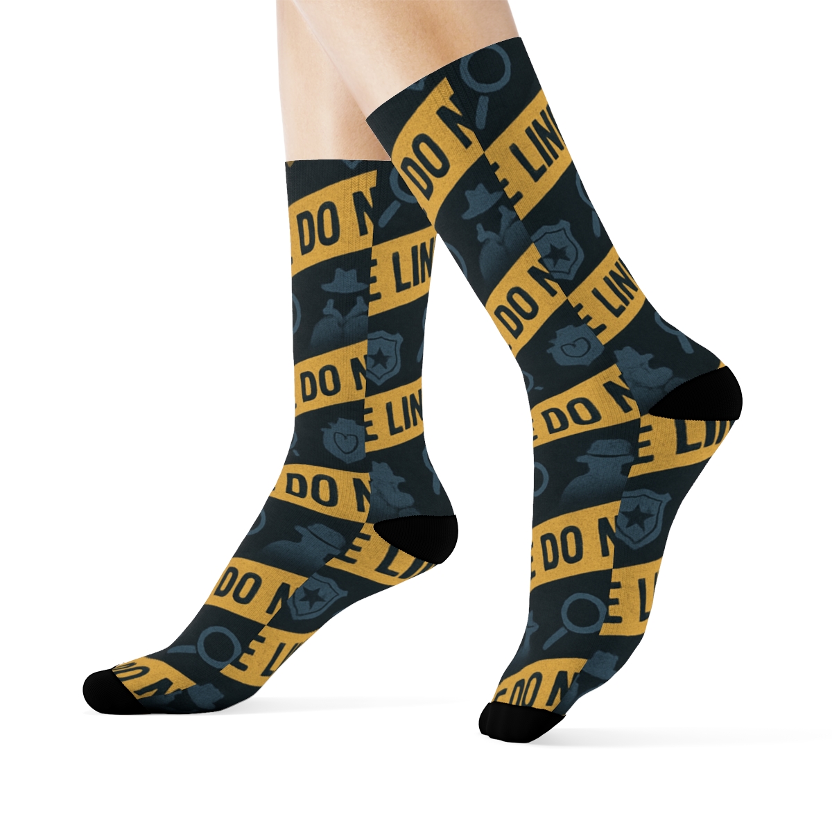 Police Detective Crime Scene Tape Wave Pattern personalized crew socks