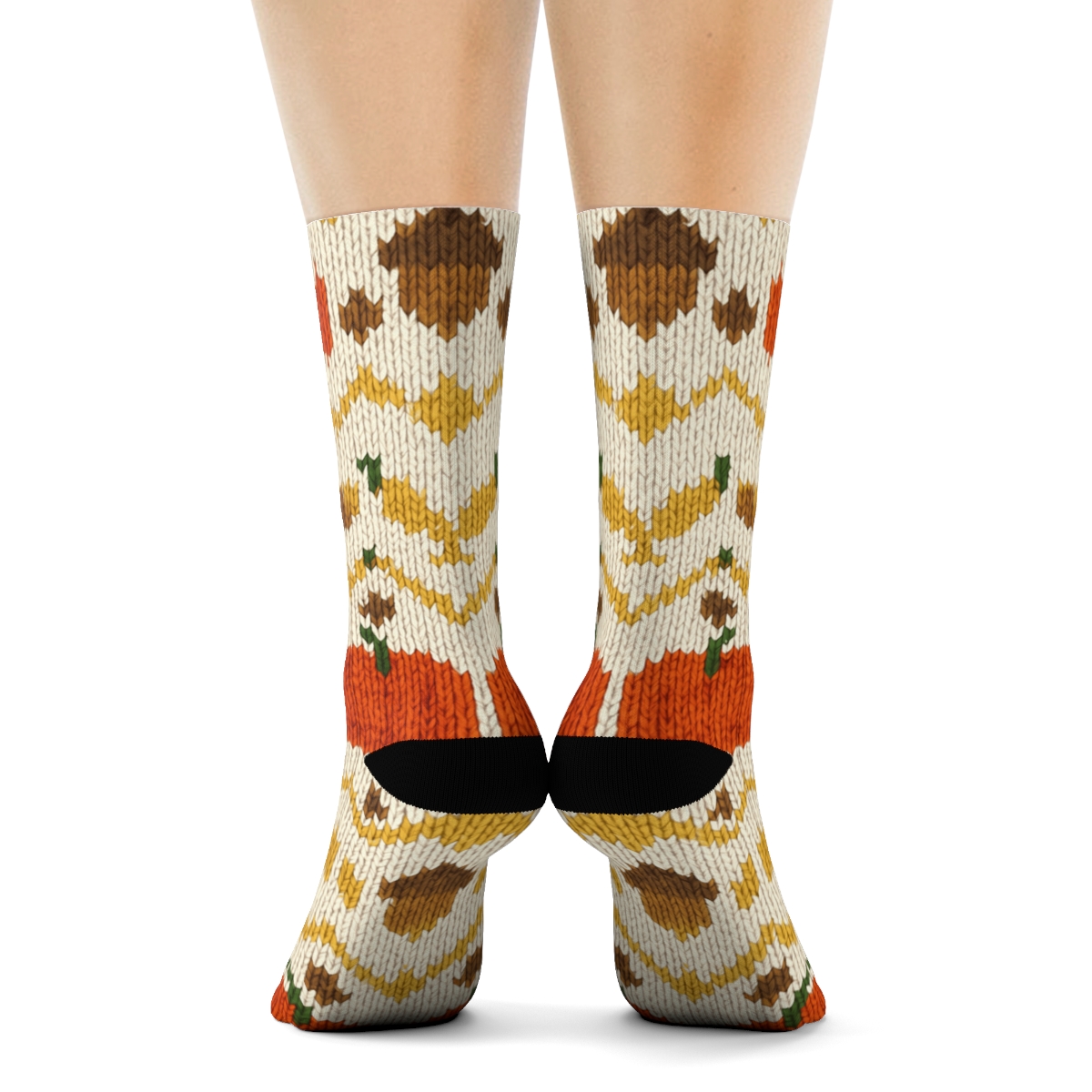 Pumpkin Patch Chevron On Cream personalized crew socks