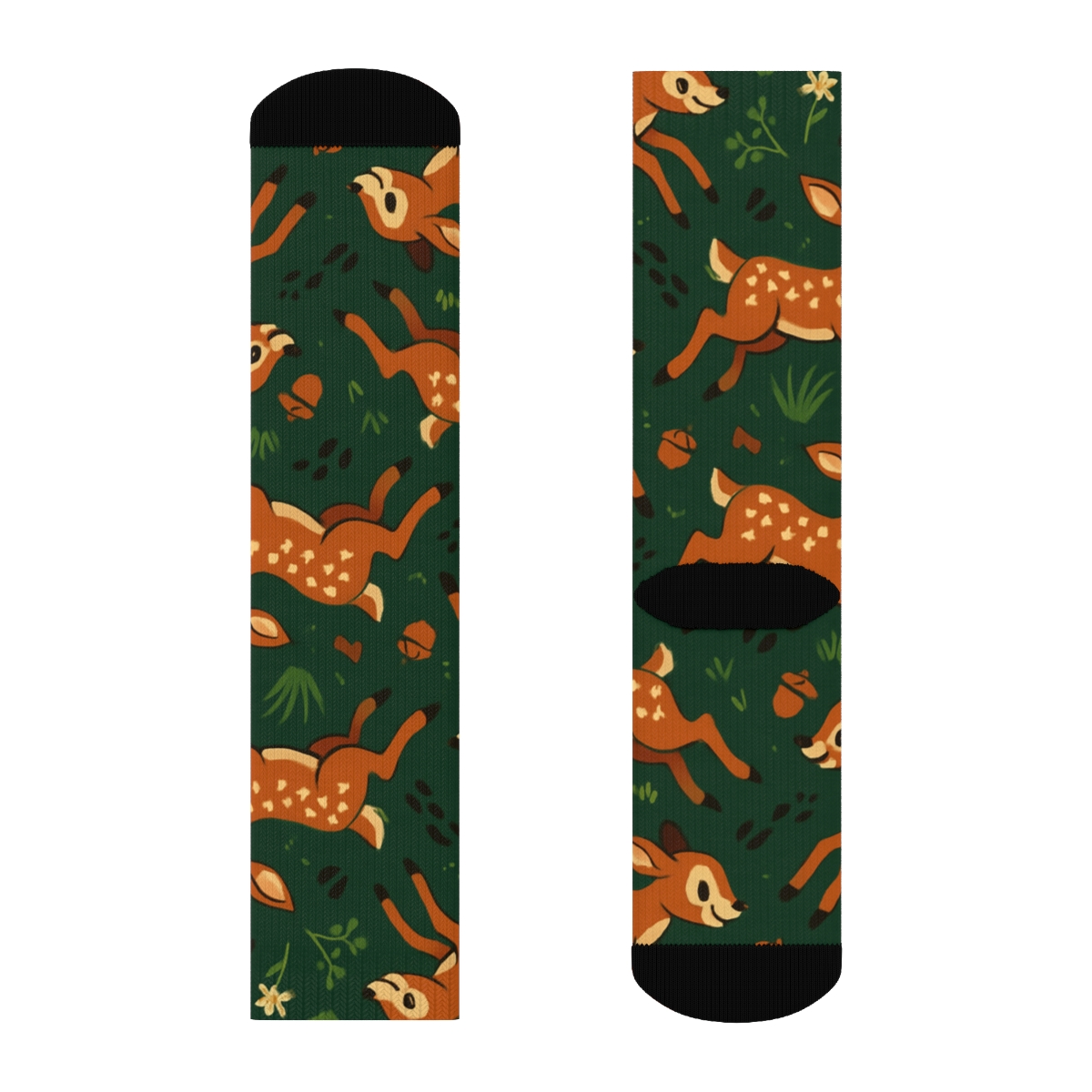 Celestial Meadow Fawns Pattern Deer Edition comfortable cotton crew socks