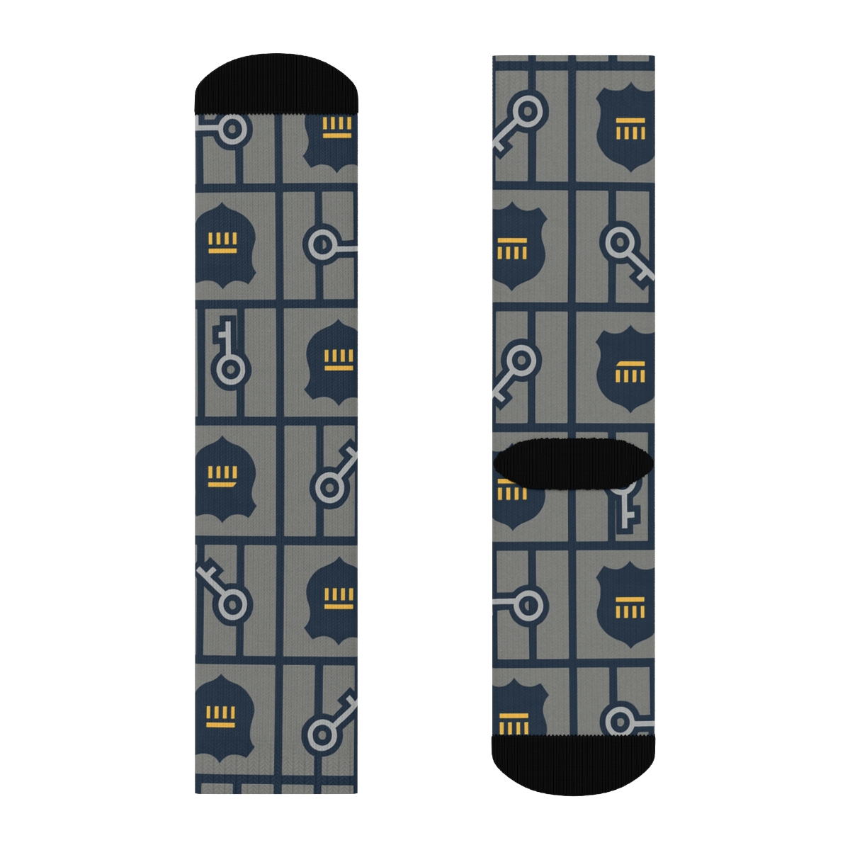 Cell Block Lattice With Prison Officer Emblems trendy patterned crew socks