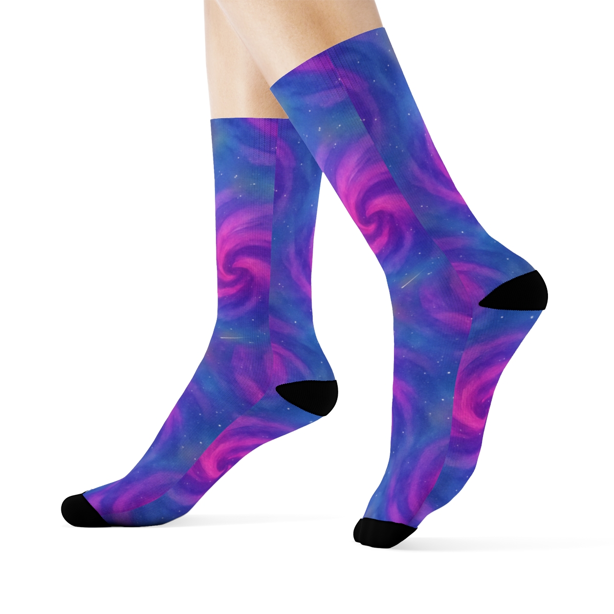 Neon Nebula Watercolor Swirl premium sports crew socks