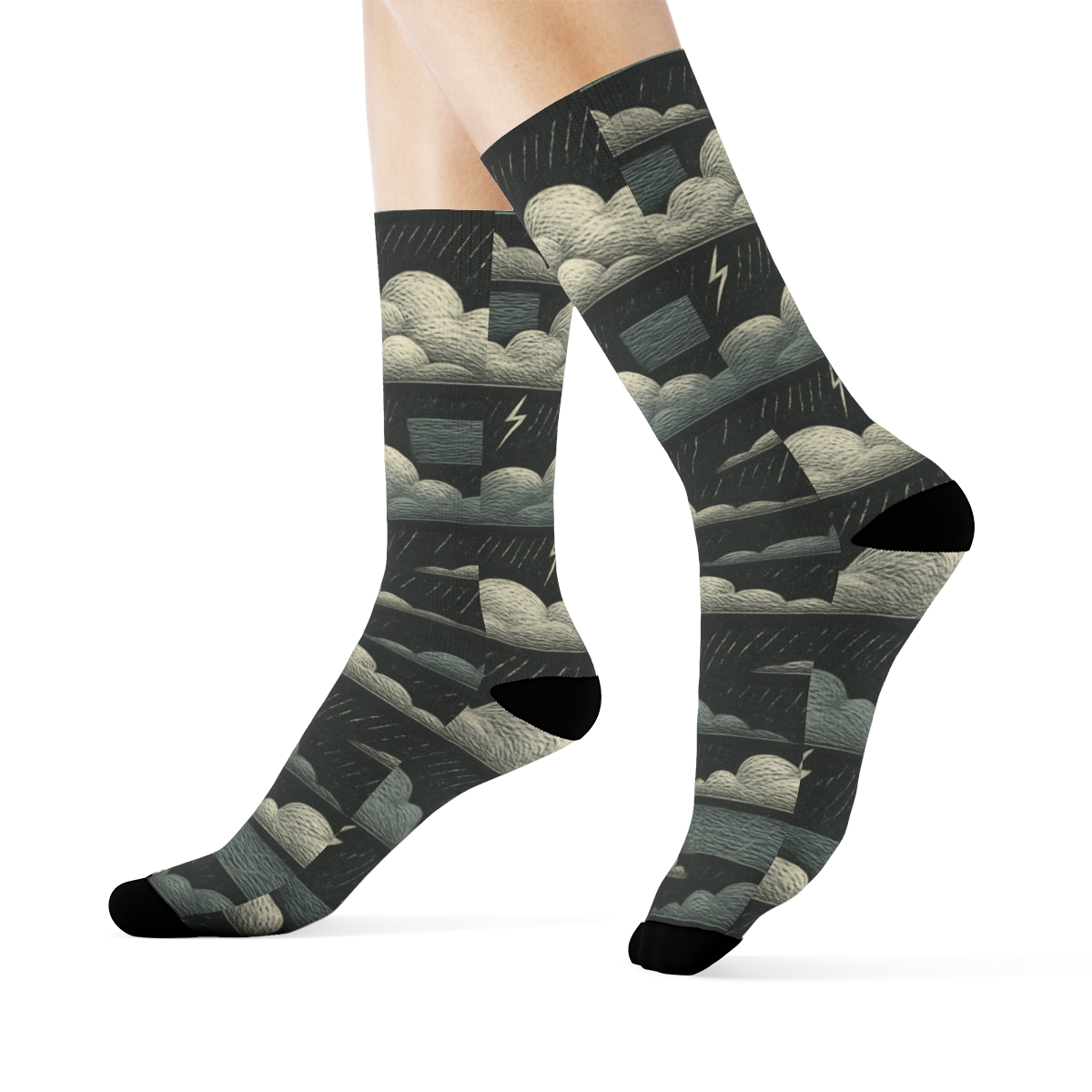 Clouds Stratus Lattice In Storm Gray custom crew socks