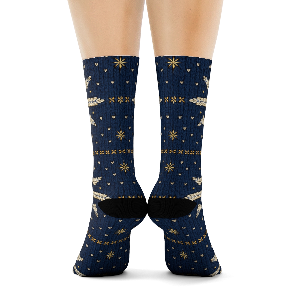 Star Of Bethlehem Knit Illusion Garland Grid stylish athletic crew socks