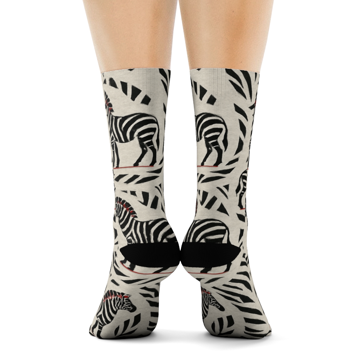 Retro Safari Stripe Fragments On Soft Gray Field custom crew socks