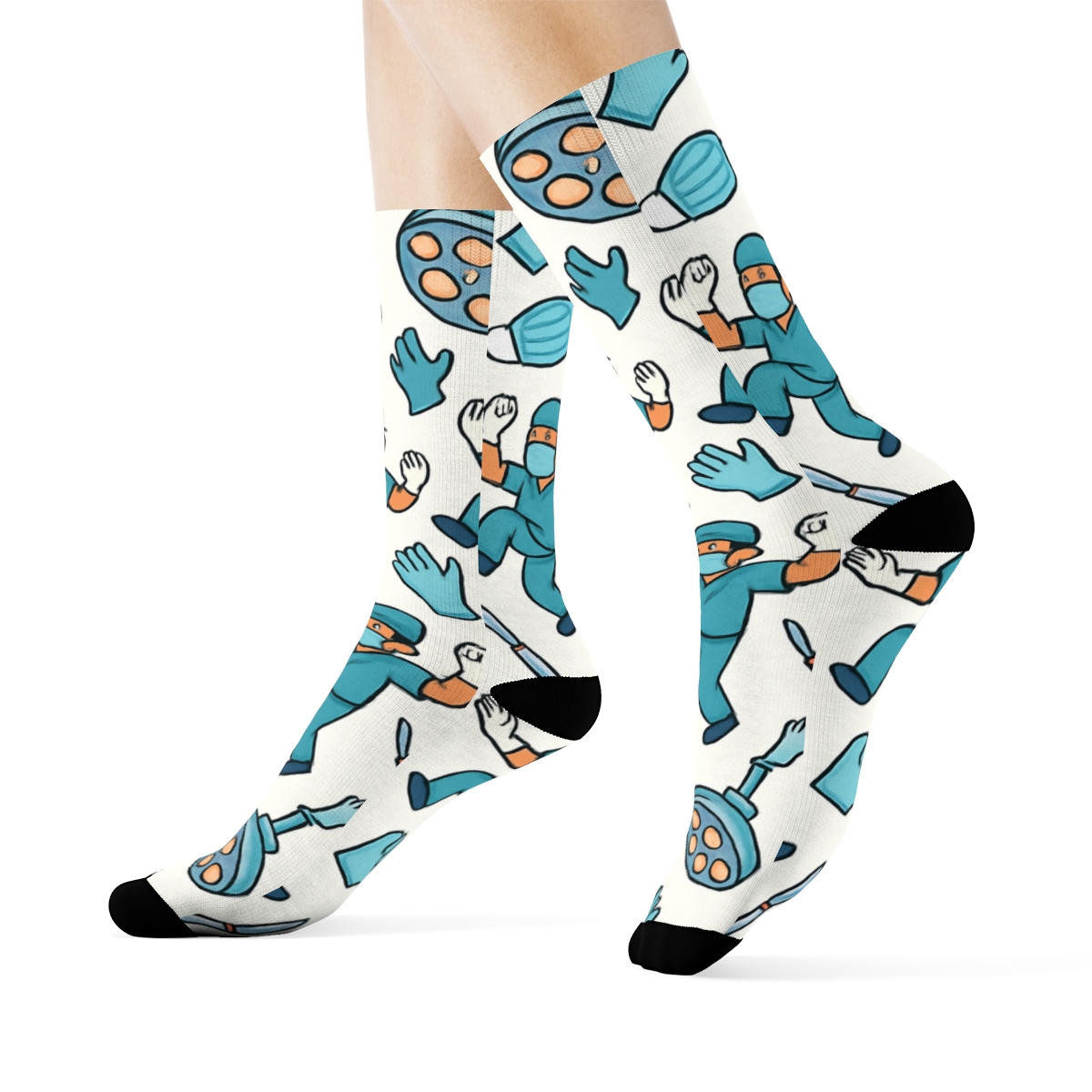 Operating Room Party With Surgeon Icons stylish athletic crew socks