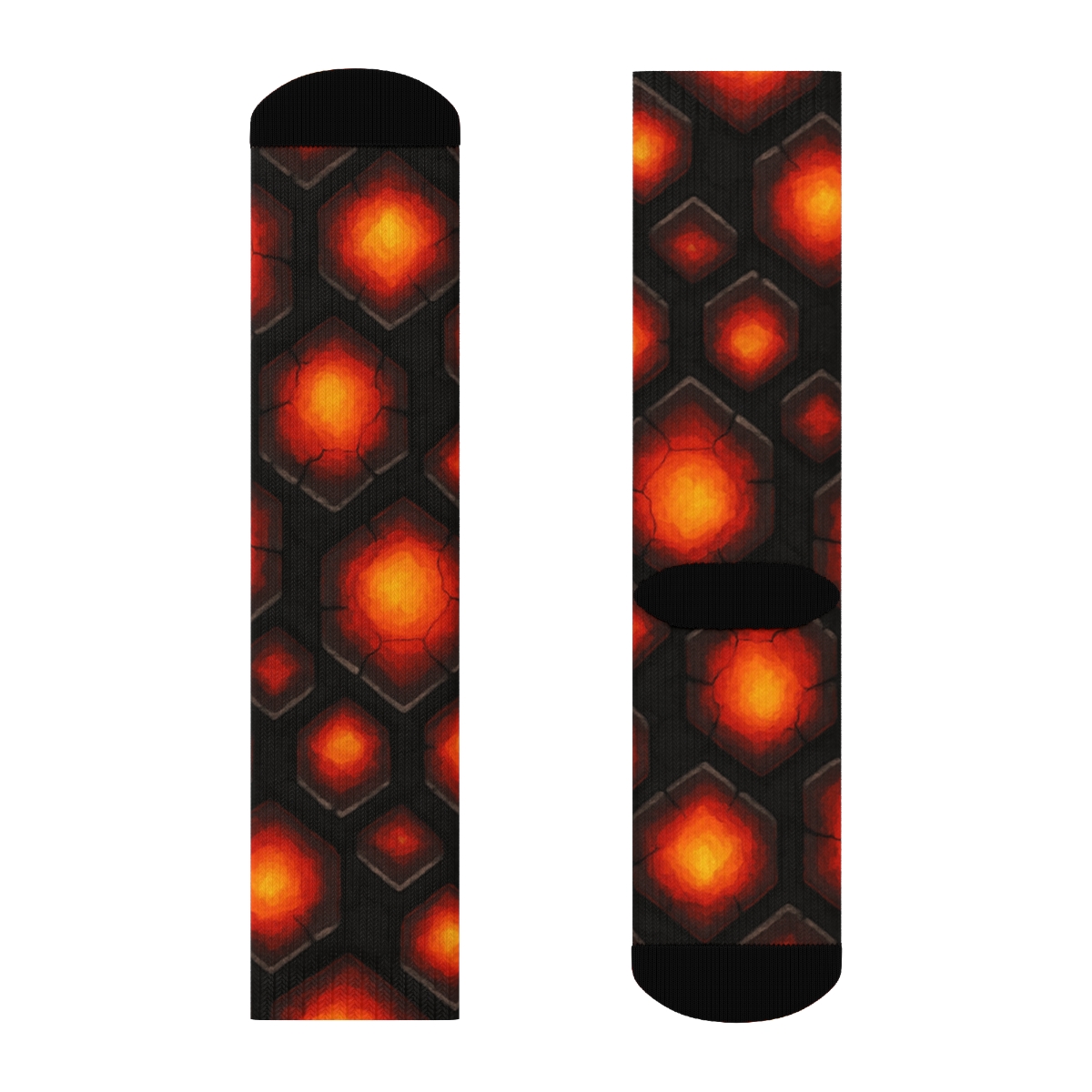 Charcoal Ember Mosaic Grid stylish athletic crew socks
