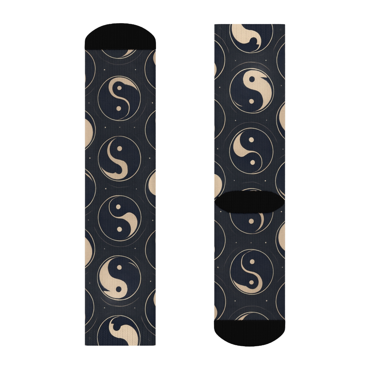 Charcoal Indigo Dual Koi Ring Tessellation personalized crew socks