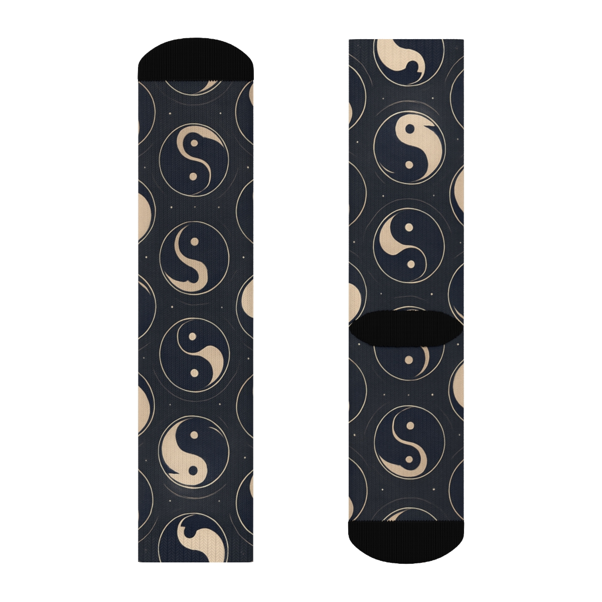 Charcoal Indigo Dual Koi Ring Tessellation personalized crew socks