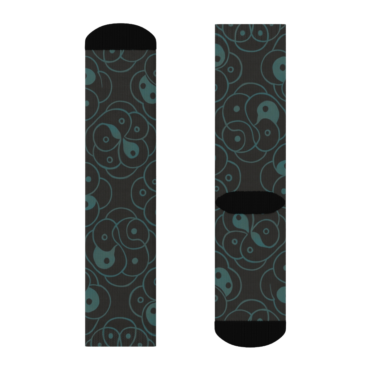 Charcoal Teardrop Mandala Lattice soft everyday crew socks