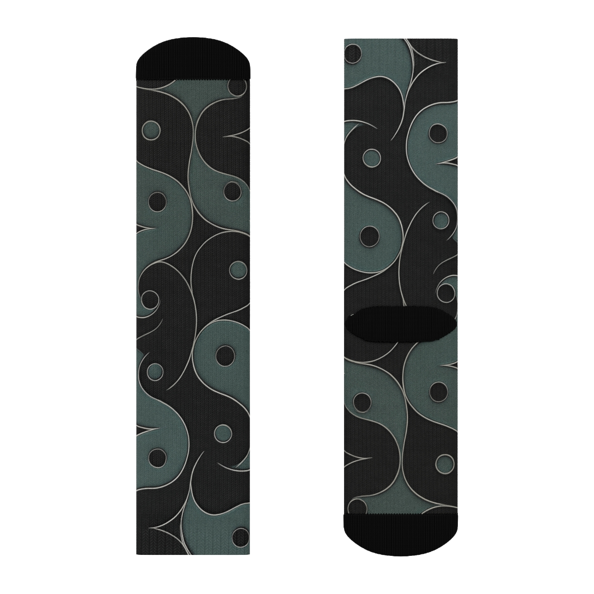 Charcoal Teardrop Yin Yang Tessellation soft everyday crew socks