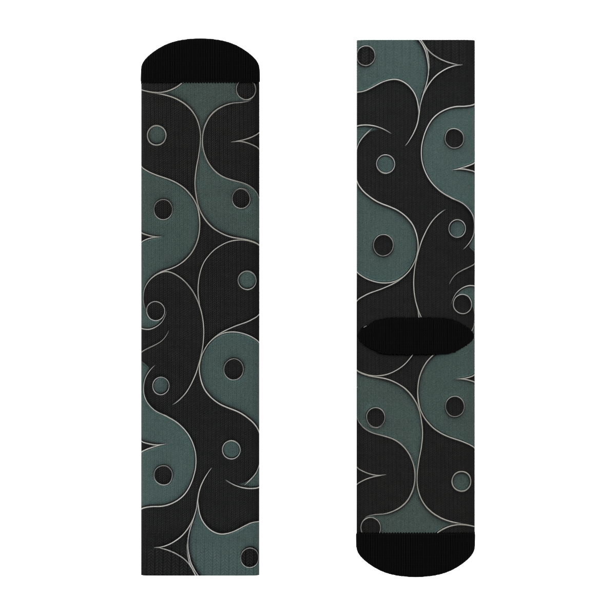Charcoal Teardrop Yin Yang Tessellation soft everyday crew socks