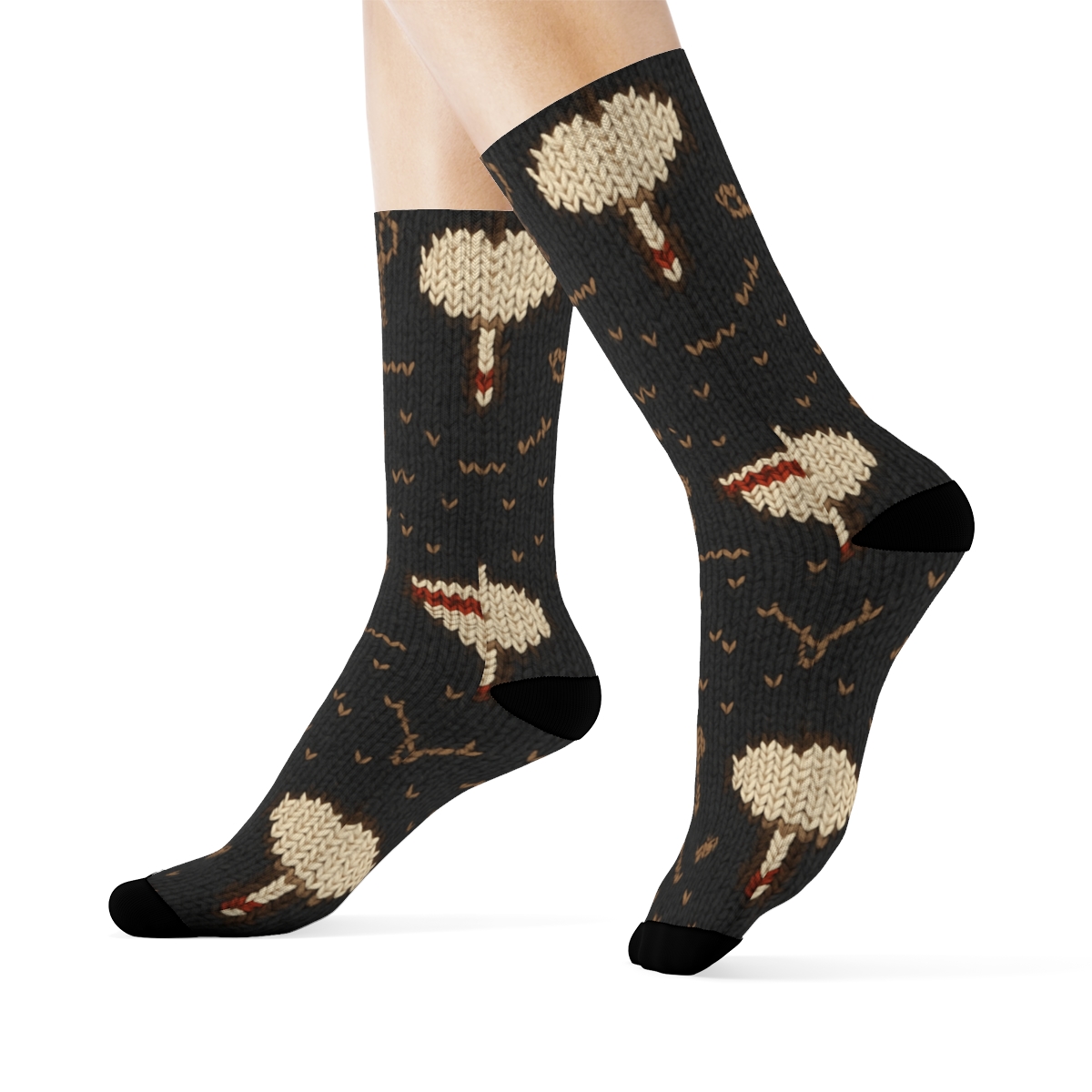 Chef Hat Wave Knit Illusion trendy patterned crew socks