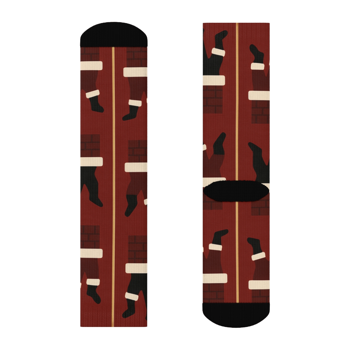 Chimney Entry Stripe With Santa Silhouettes soft everyday crew socks