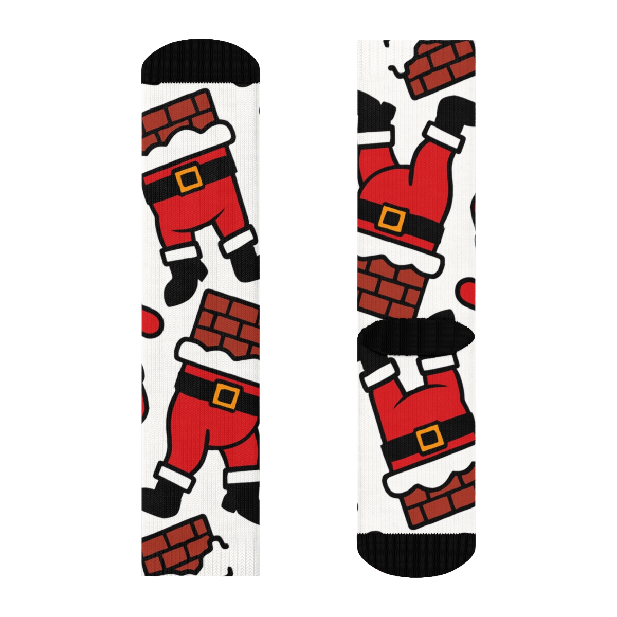 Chimney-Stuck Santa Pop Art Grid custom crew socks