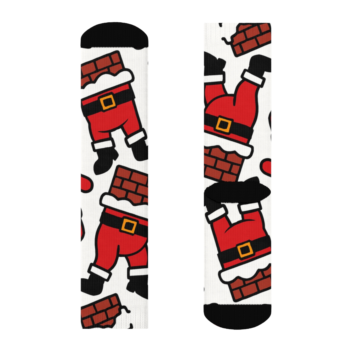 Chimney-Stuck Santa Pop Art Grid custom crew socks