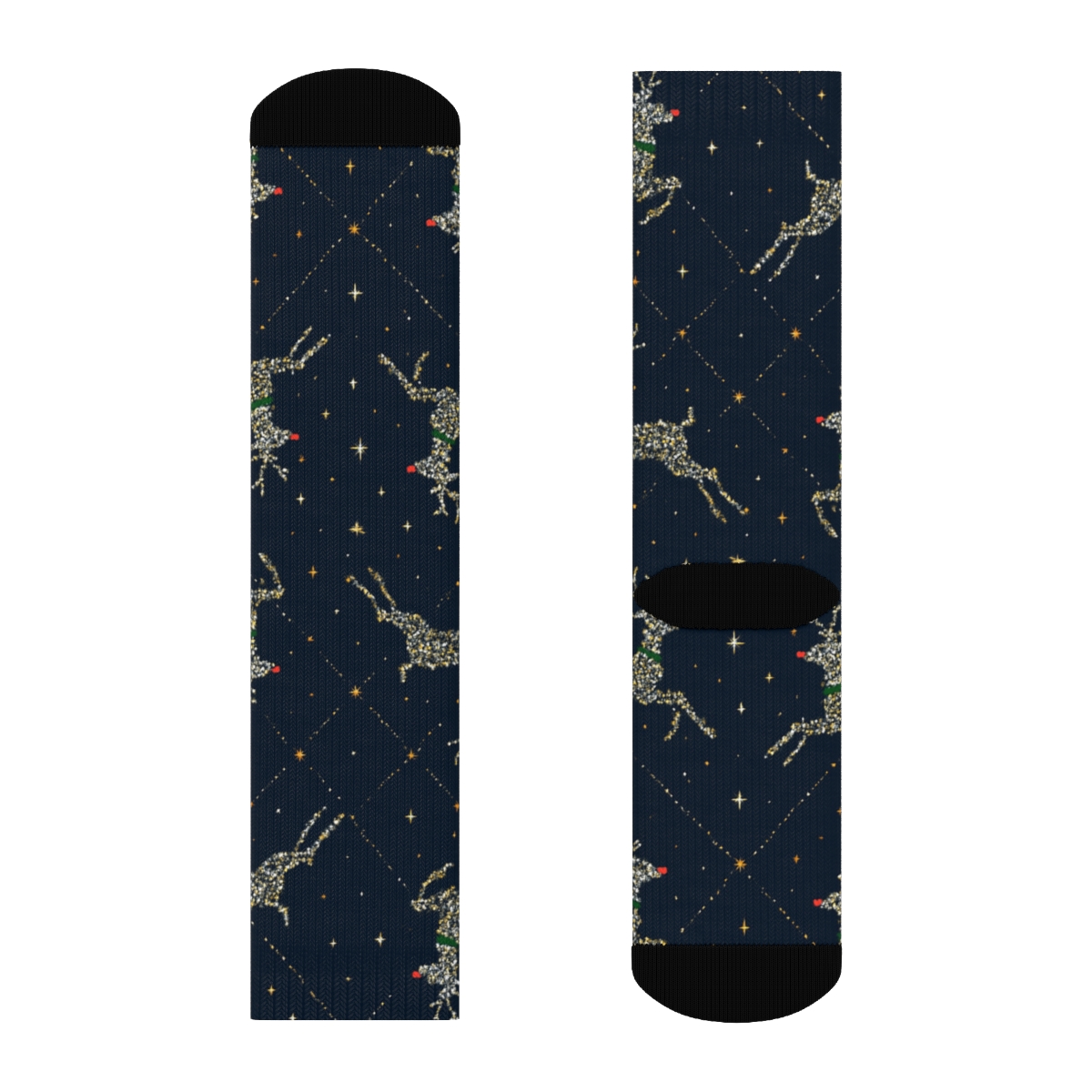 Christmas Starry Reindeer Lattice comfortable cotton crew socks