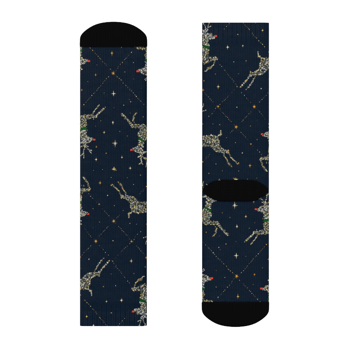 Christmas Starry Reindeer Lattice comfortable cotton crew socks