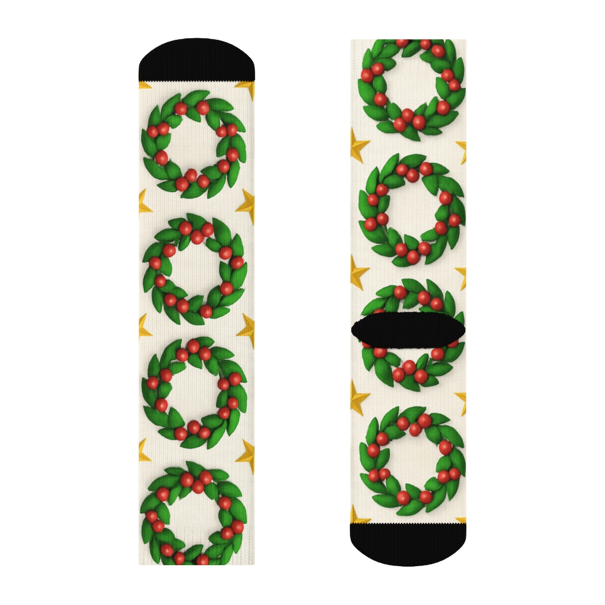 Christmas Starry Wreath Grid custom crew socks