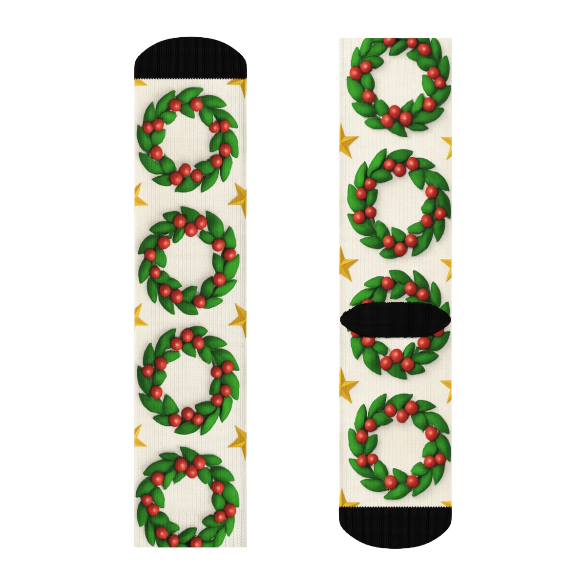 Christmas Starry Wreath Grid custom crew socks