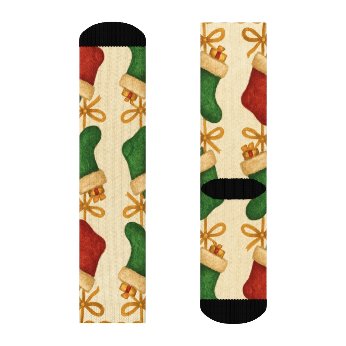 Christmas Stocking Border Pattern designer printed crew socks