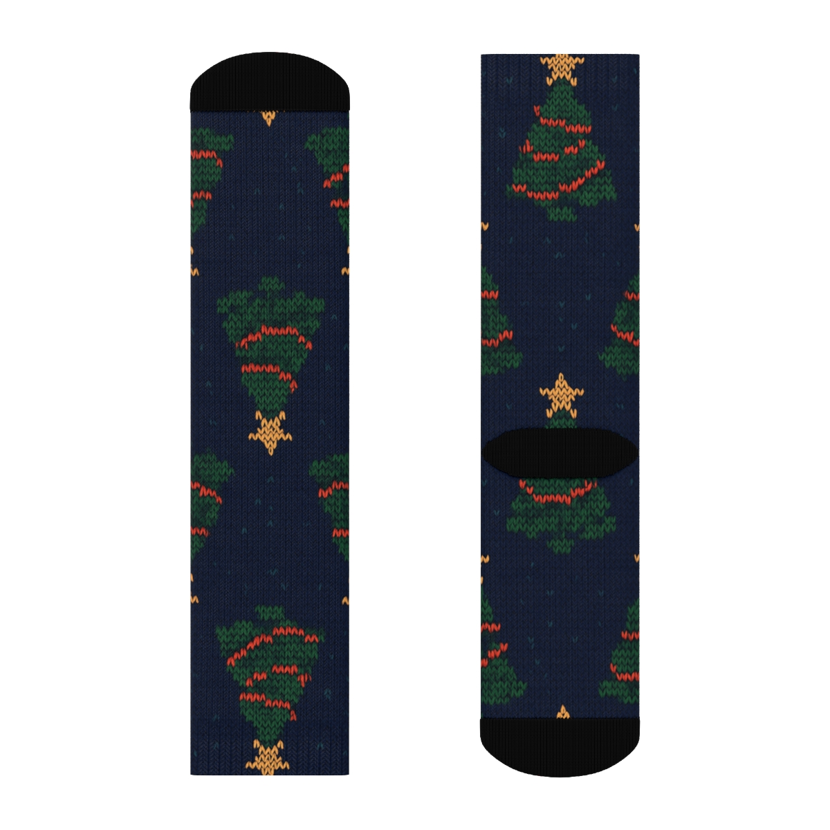 Christmas Tree-Knit Fair Isle Garland Grid comfortable cotton crew socks