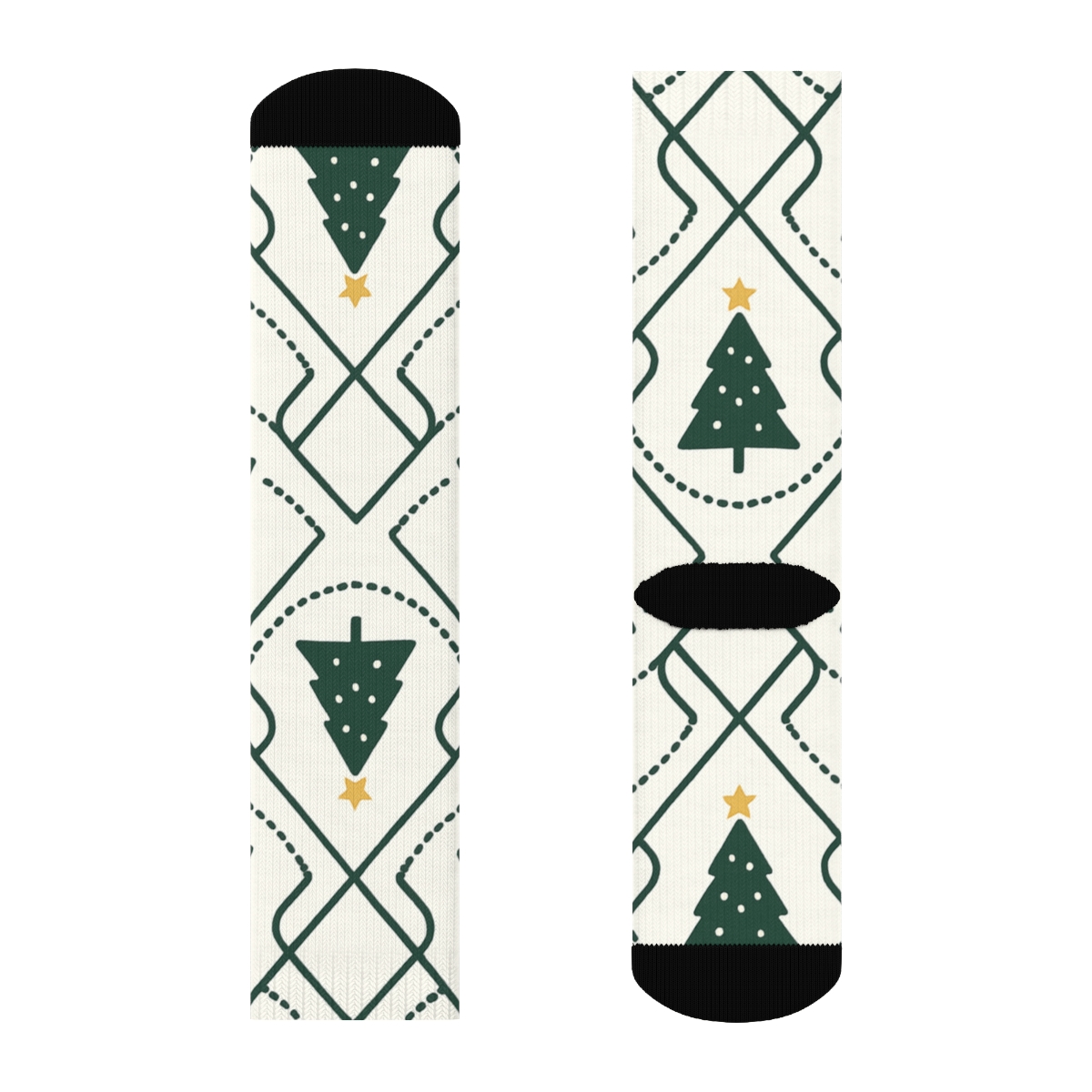 Christmas Tree Lattice In Modern Minimalist Green unique graphic crew socks
