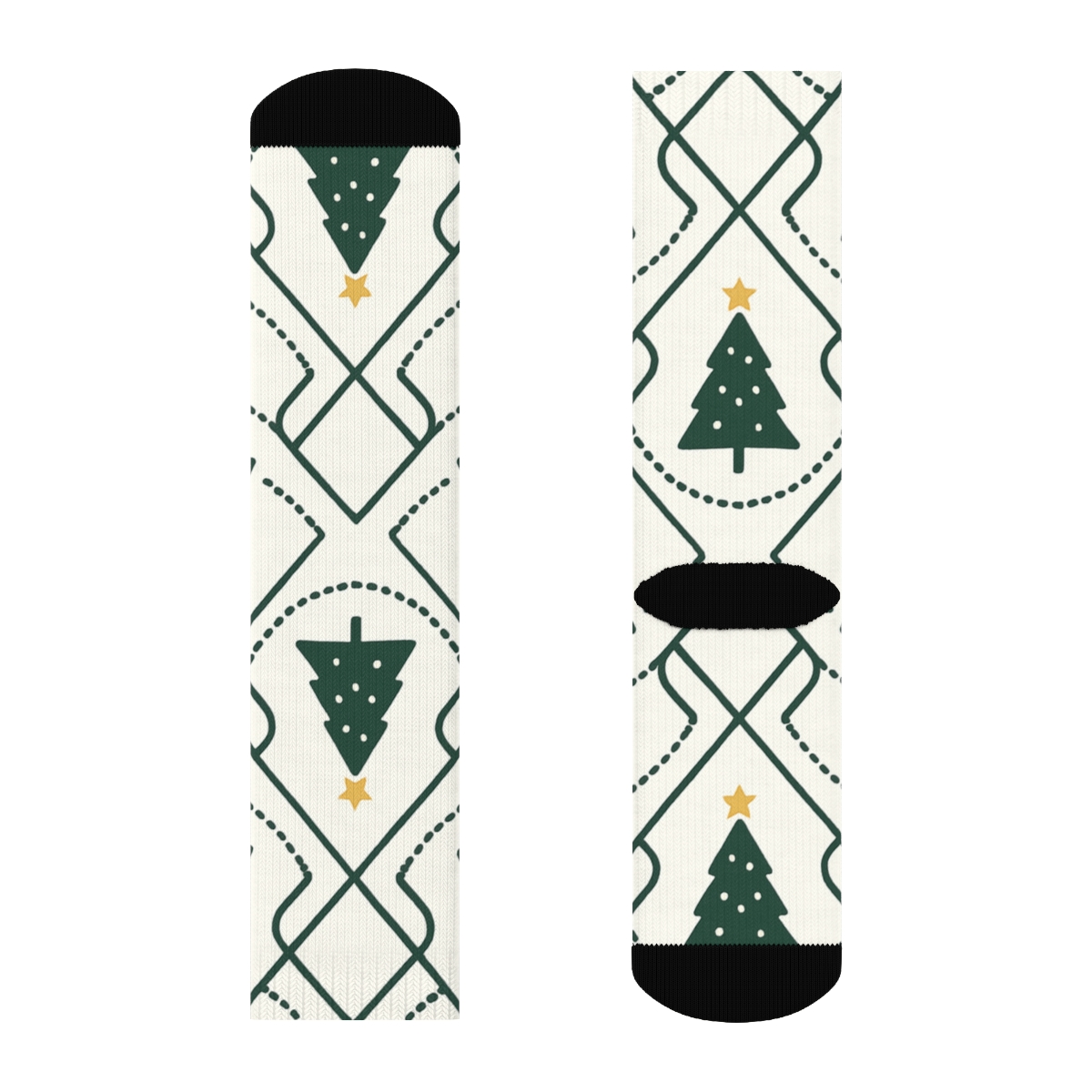 Christmas Tree Lattice In Modern Minimalist Green unique graphic crew socks