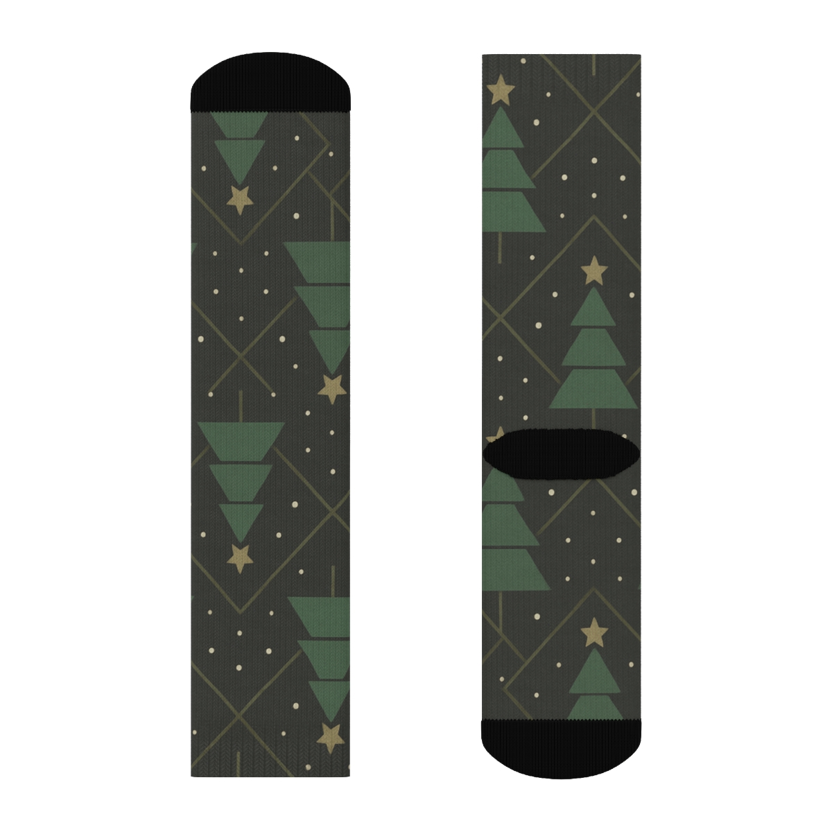 Christmas Tree Lattice On Charcoal Background comfortable cotton crew socks