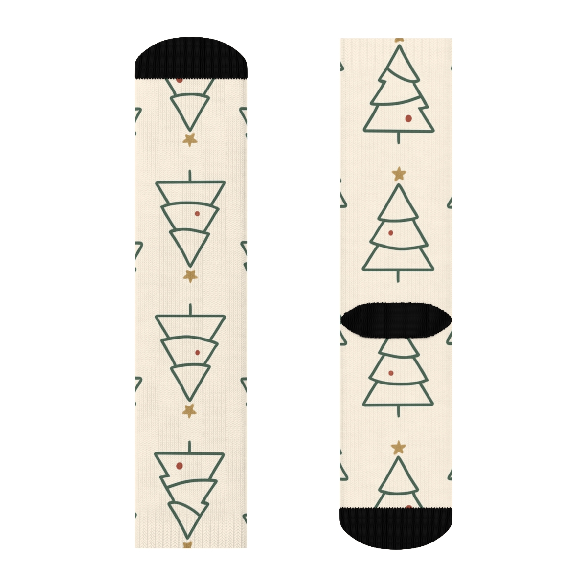 Christmas Tree Minimal Grid On Beige Background personalized crew socks