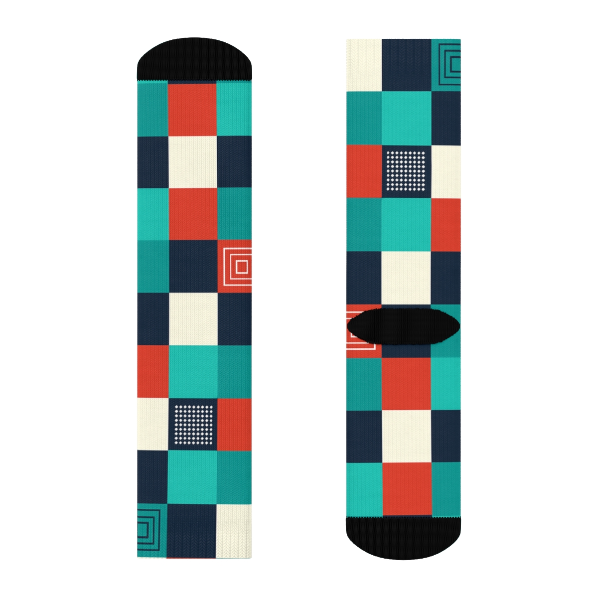Chromatic Offset Grid Illusion stylish athletic crew socks