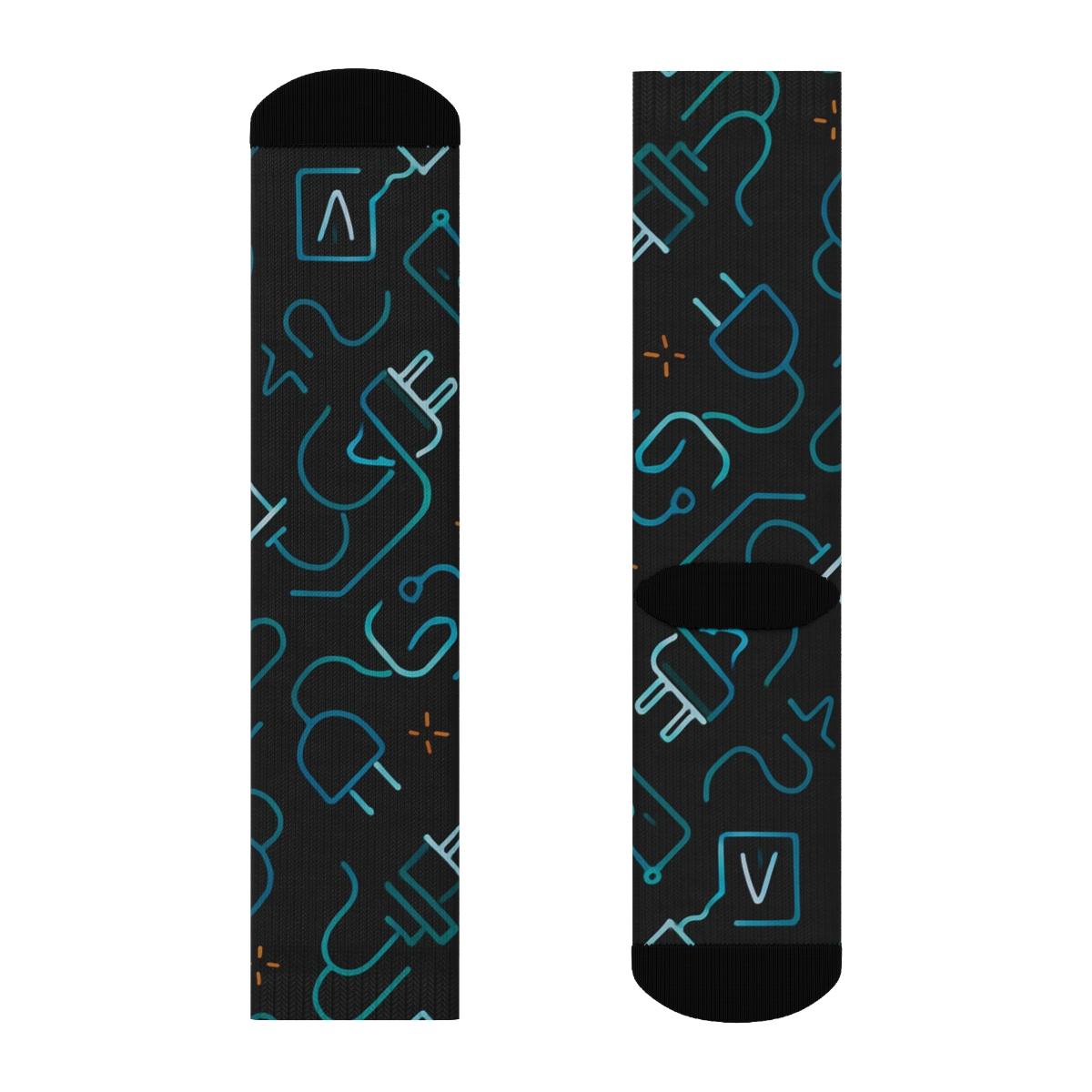 Circuit Teal Tiling, Electrician Edition stylish athletic crew socks