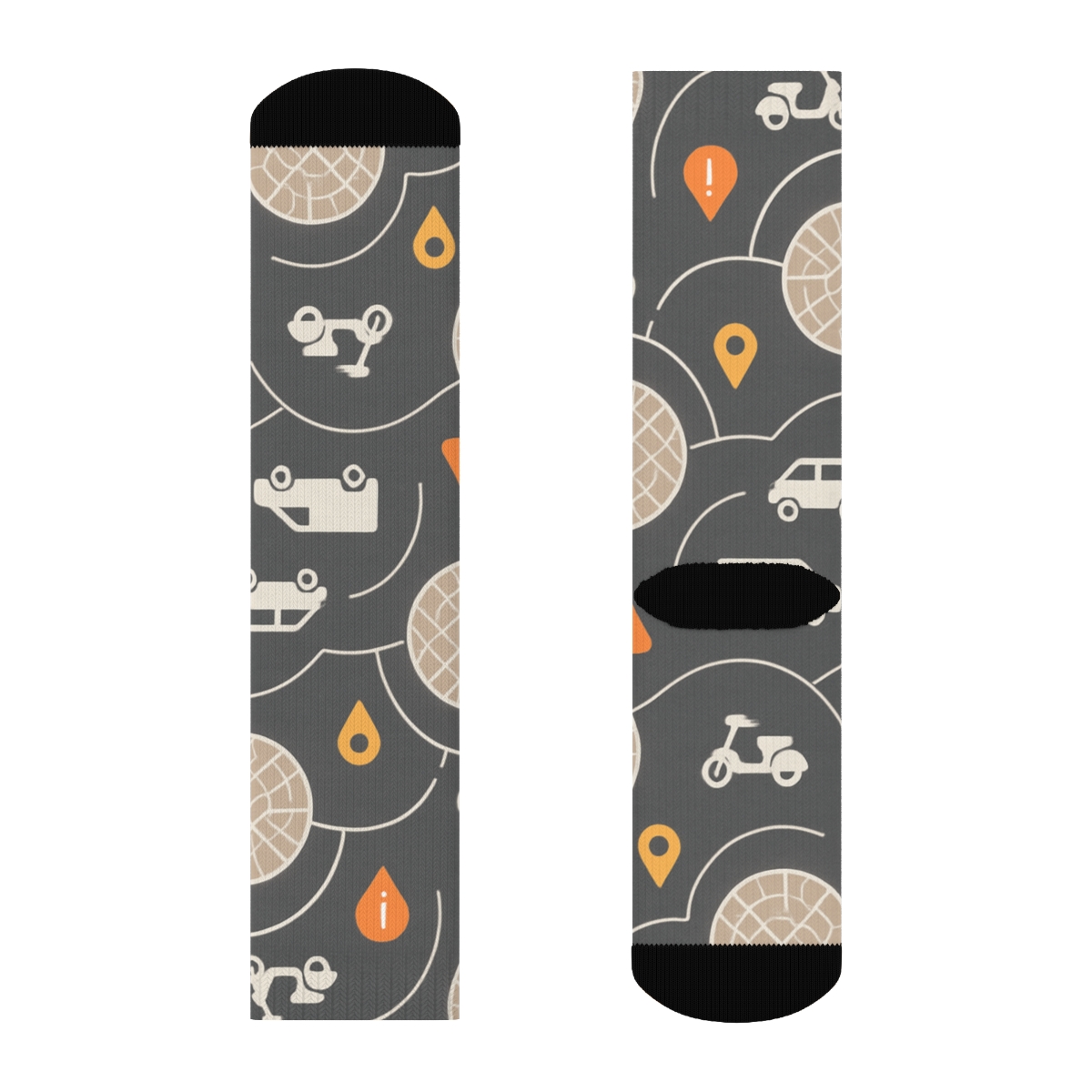 City Orbit Map With Delivery Driver Rhythm soft everyday crew socks