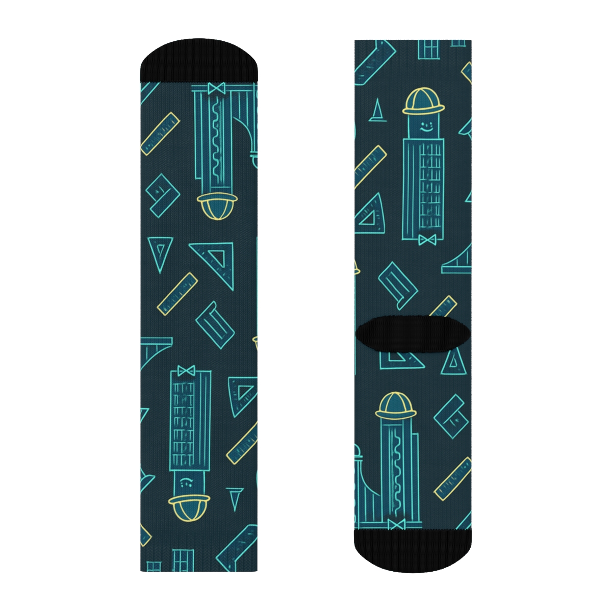 City Party Blueprint Parade For Architect trendy patterned crew socks