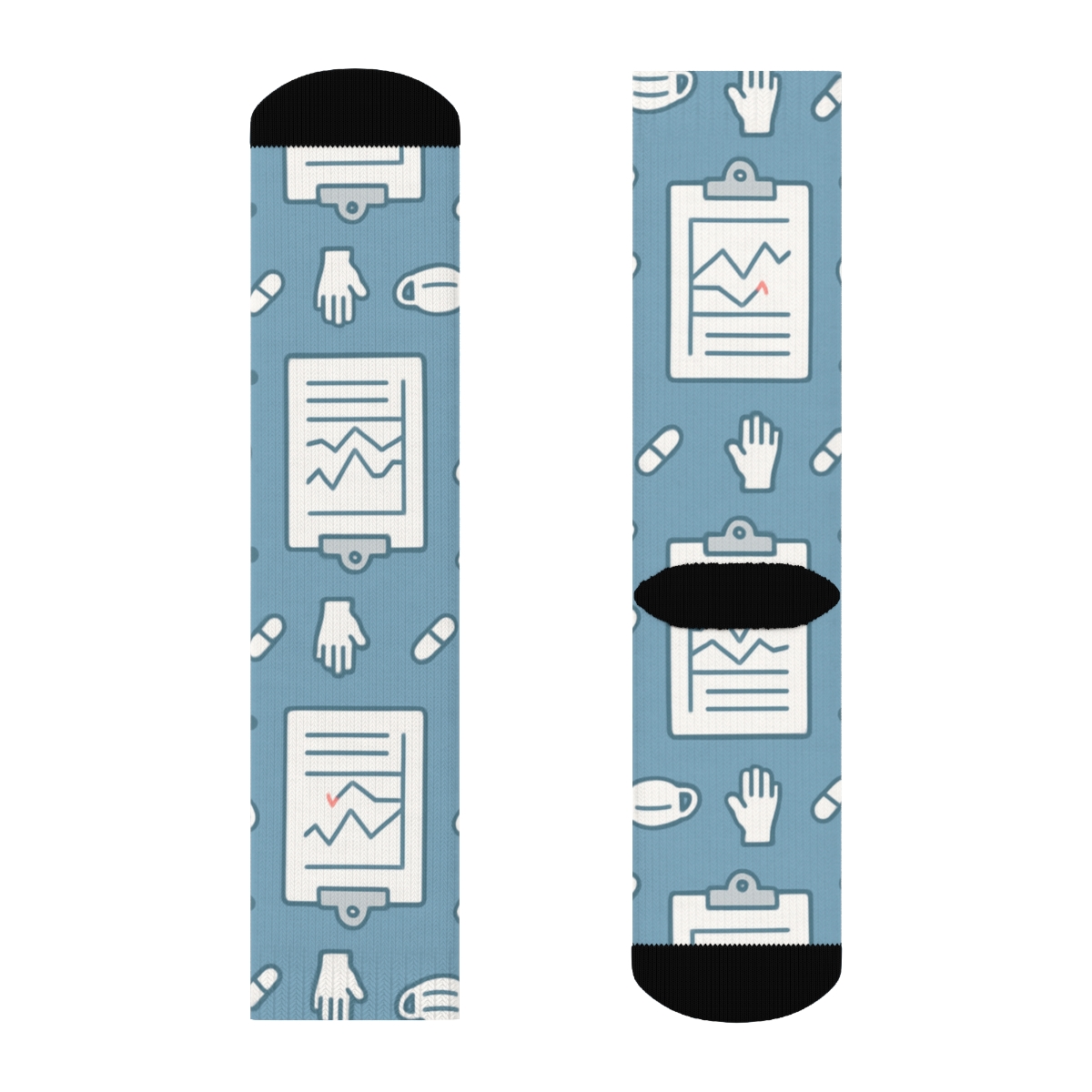 Clipboard Grid With Calm Nurse Icons unique graphic crew socks