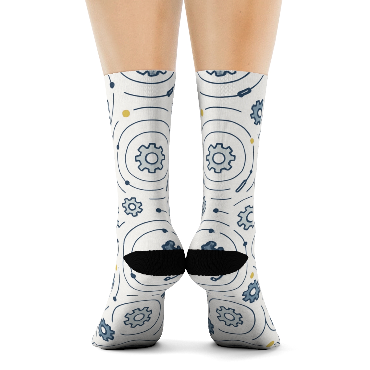 Clockwork Orbit Starfield Pattern Mechanic unique graphic crew socks