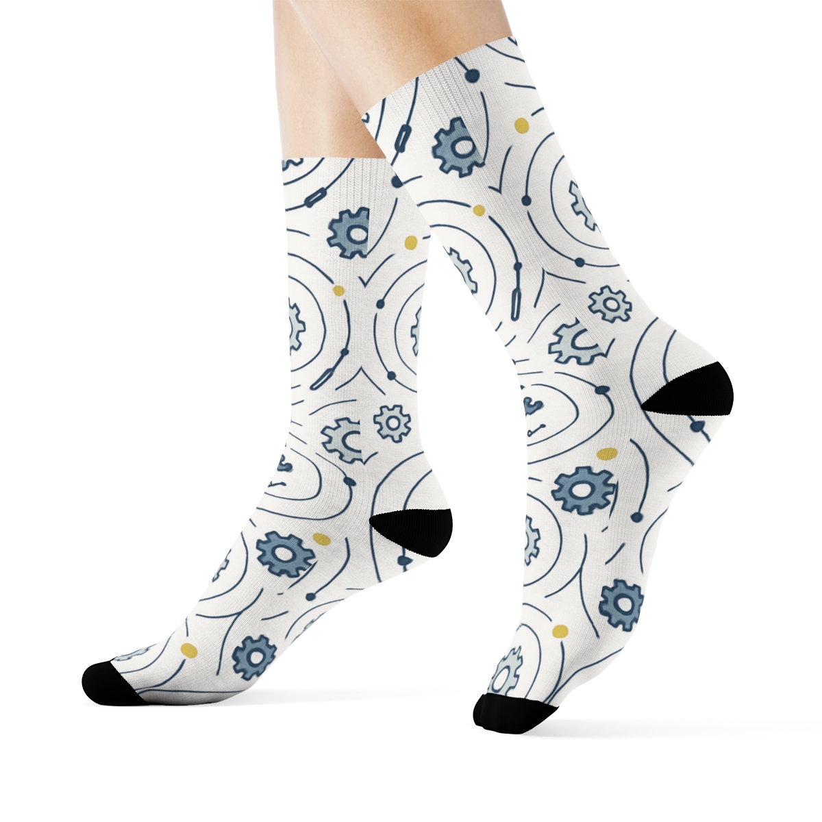 Clockwork Orbit Starfield Pattern Mechanic unique graphic crew socks
