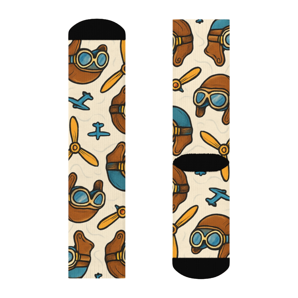 Cloud Atlas Pattern with Pilot Icons Crew Socks