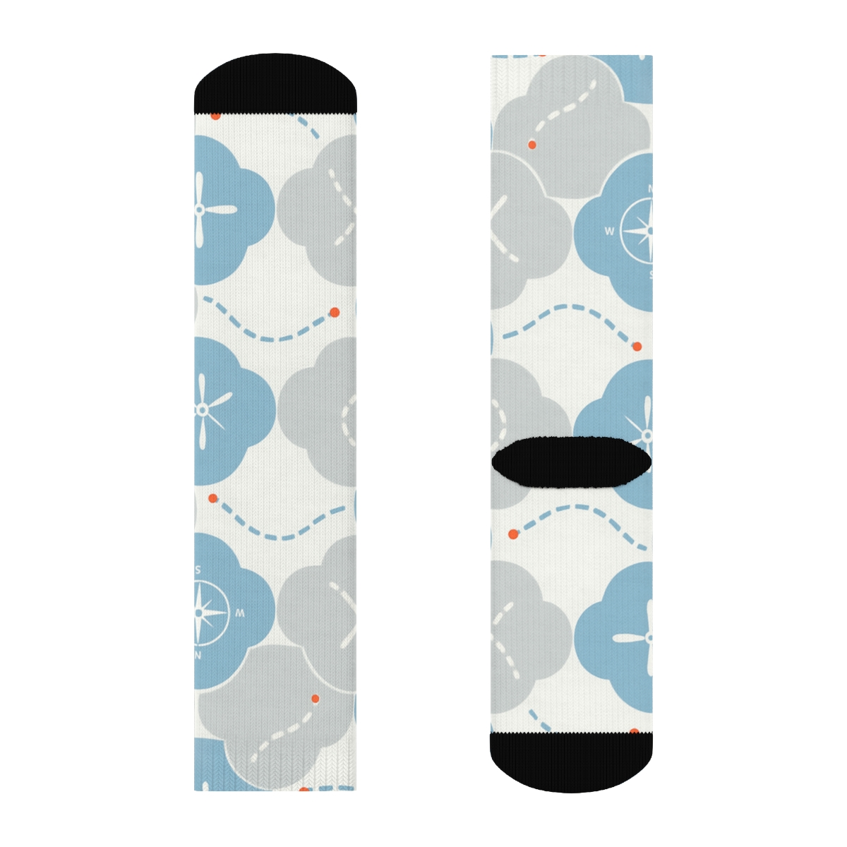 Cloud Lattice With Pilot Compass Icons stylish athletic crew socks