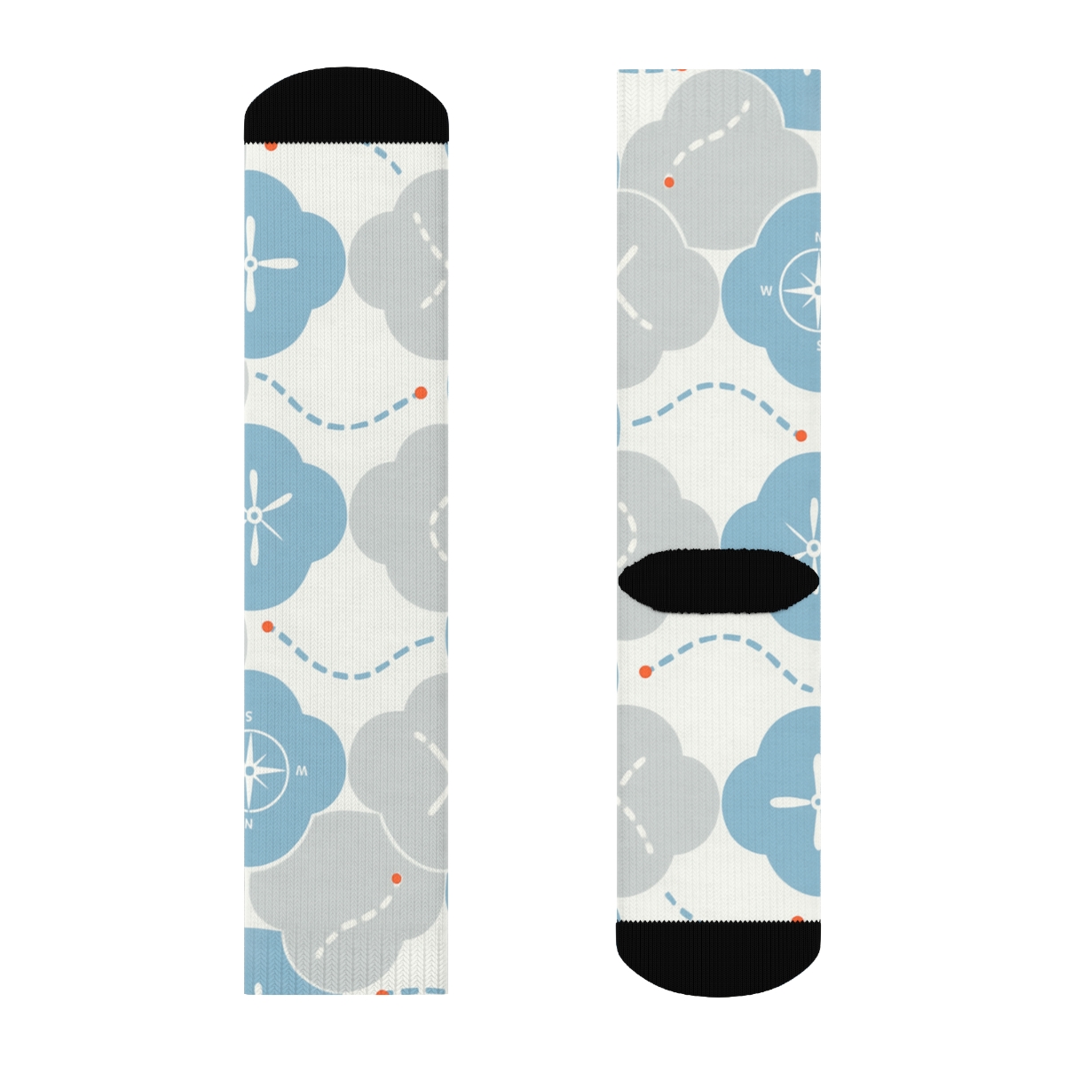 Cloud Lattice With Pilot Compass Icons stylish athletic crew socks
